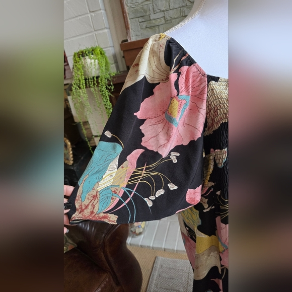 SHEIN Clasi Plus Floral Print Bow Front Shirred Split Thigh Dress 2XL - Picture 6 of 11